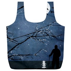 Full Moon Landscape Scene Illustration Full Print Recycle Bag (xxl) by dflcprintsclothing