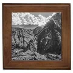 Machu Picchu Black And White Landscape Framed Tile by dflcprintsclothing