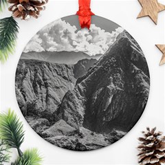 Machu Picchu Black And White Landscape Ornament (round) by dflcprintsclothing