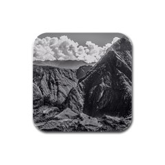 Machu Picchu Black And White Landscape Rubber Square Coaster (4 Pack)  by dflcprintsclothing