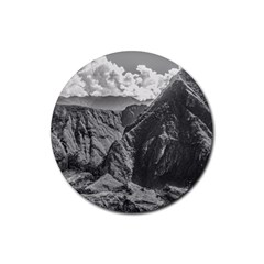 Machu Picchu Black And White Landscape Rubber Coaster (round)  by dflcprintsclothing