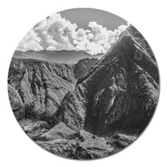 Machu Picchu Black And White Landscape Magnet 5  (round) by dflcprintsclothing