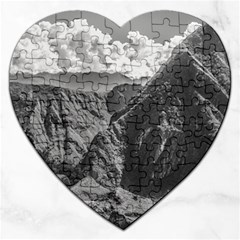 Machu Picchu Black And White Landscape Jigsaw Puzzle (heart) by dflcprintsclothing