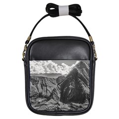 Machu Picchu Black And White Landscape Girls Sling Bag by dflcprintsclothing