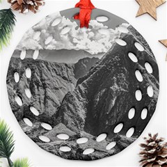 Machu Picchu Black And White Landscape Round Filigree Ornament (two Sides) by dflcprintsclothing