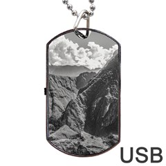 Machu Picchu Black And White Landscape Dog Tag Usb Flash (one Side) by dflcprintsclothing