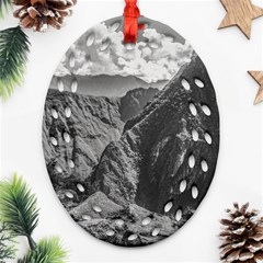 Machu Picchu Black And White Landscape Ornament (oval Filigree)