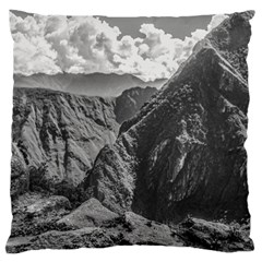 Machu Picchu Black And White Landscape Large Cushion Case (one Side) by dflcprintsclothing