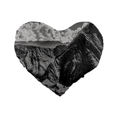 Machu Picchu Black And White Landscape Standard 16  Premium Heart Shape Cushions by dflcprintsclothing