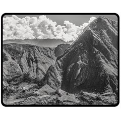 Machu Picchu Black And White Landscape Double Sided Fleece Blanket (medium)  by dflcprintsclothing