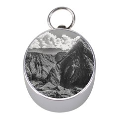 Machu Picchu Black And White Landscape Mini Silver Compasses by dflcprintsclothing