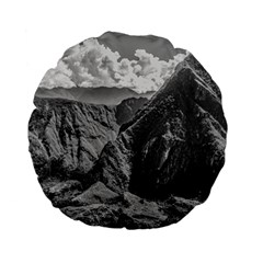 Machu Picchu Black And White Landscape Standard 15  Premium Flano Round Cushions by dflcprintsclothing