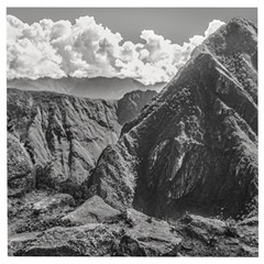 Machu Picchu Black And White Landscape Wooden Puzzle Square by dflcprintsclothing