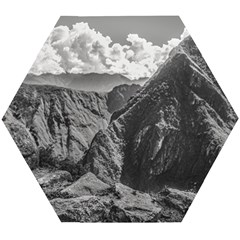 Machu Picchu Black And White Landscape Wooden Puzzle Hexagon by dflcprintsclothing