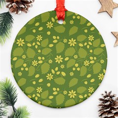 Folk Flowers Pattern Floral Surface Design  Ornament (round) by Eskimos