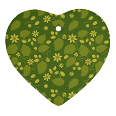 Folk Flowers Pattern Floral Surface Design  Ornament (heart) by Eskimos