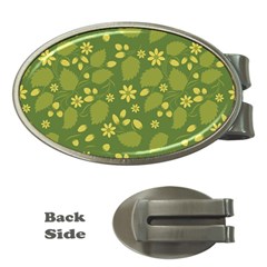 Folk Flowers Pattern Floral Surface Design  Money Clips (oval)  by Eskimos