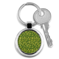 Folk Flowers Pattern Floral Surface Design  Key Chain (round) by Eskimos