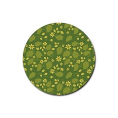 Folk Flowers Pattern Floral Surface Design  Rubber Coaster (round)  by Eskimos