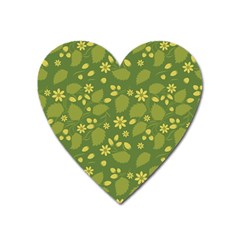 Folk Flowers Pattern Floral Surface Design  Heart Magnet by Eskimos