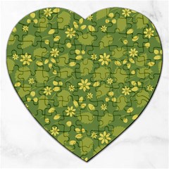 Folk Flowers Pattern Floral Surface Design  Jigsaw Puzzle (heart) by Eskimos