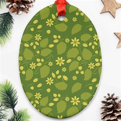 Folk Flowers Pattern Floral Surface Design  Oval Ornament (two Sides) by Eskimos