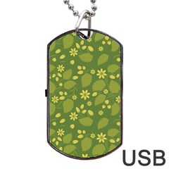 Folk Flowers Pattern Floral Surface Design  Dog Tag Usb Flash (two Sides) by Eskimos