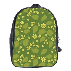 Folk Flowers Pattern Floral Surface Design  School Bag (xl) by Eskimos