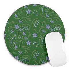 Folk Flowers Pattern Floral Surface Design Round Mousepads by Eskimos