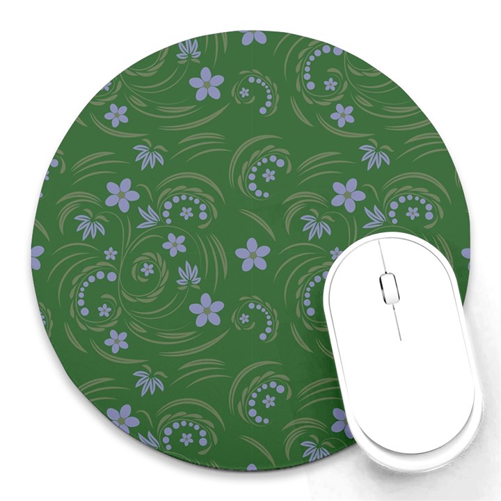 Folk flowers pattern Floral surface design Round Mousepads