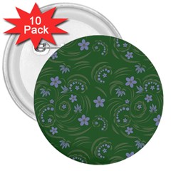 Folk Flowers Pattern Floral Surface Design 3  Buttons (10 Pack)  by Eskimos