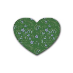 Folk Flowers Pattern Floral Surface Design Rubber Coaster (heart)  by Eskimos