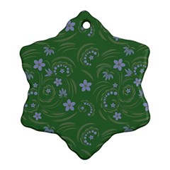 Folk Flowers Pattern Floral Surface Design Snowflake Ornament (two Sides) by Eskimos