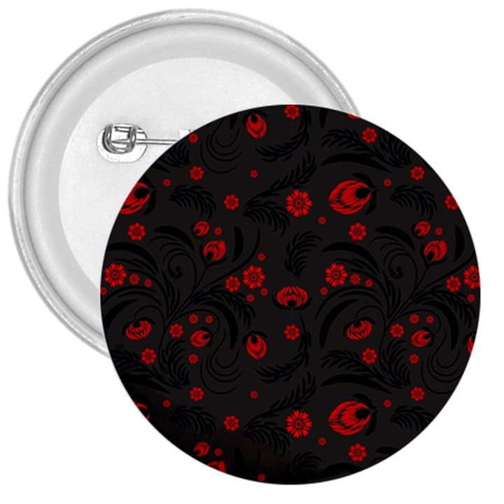 Folk flowers pattern Floral surface design 3  Buttons