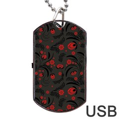 Folk Flowers Pattern Floral Surface Design Dog Tag Usb Flash (two Sides) by Eskimos