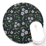 Folk flowers pattern Floral surface design Round Mousepads Front