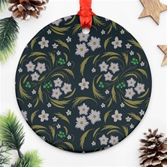 Folk Flowers Pattern Floral Surface Design Ornament (round) by Eskimos