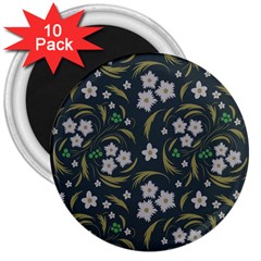 Folk Flowers Pattern Floral Surface Design 3  Magnets (10 Pack)  by Eskimos