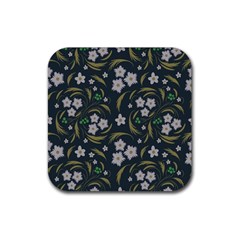 Folk Flowers Pattern Floral Surface Design Rubber Coaster (square)  by Eskimos