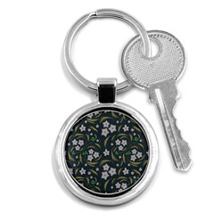 Folk Flowers Pattern Floral Surface Design Key Chain (round) by Eskimos