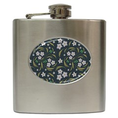 Folk Flowers Pattern Floral Surface Design Hip Flask (6 Oz) by Eskimos