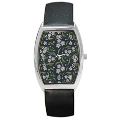 Folk Flowers Pattern Floral Surface Design Barrel Style Metal Watch by Eskimos