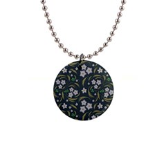 Folk Flowers Pattern Floral Surface Design 1  Button Necklace by Eskimos