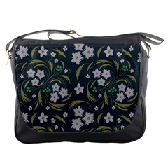 Folk Flowers Pattern Floral Surface Design Messenger Bag by Eskimos