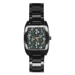 Folk Flowers Pattern Floral Surface Design Stainless Steel Barrel Watch by Eskimos