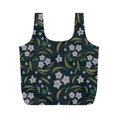 Folk Flowers Pattern Floral Surface Design Full Print Recycle Bag (m) by Eskimos