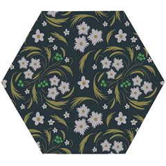 Folk Flowers Pattern Floral Surface Design Wooden Puzzle Hexagon by Eskimos