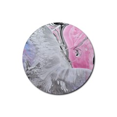 Abstract marbling collage Rubber Round Coaster (4 pack) 