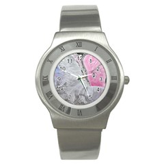 Abstract marbling collage Stainless Steel Watch