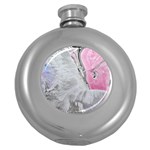 Abstract marbling collage Round Hip Flask (5 oz) Front